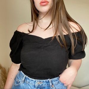 H&M puff sleeve square neck top